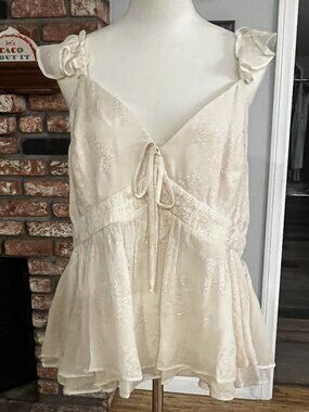 ✨ Parker Shimmer Blouse Size XL NWT | Tie-Front Ruffle Top Viscose Lurex ✨